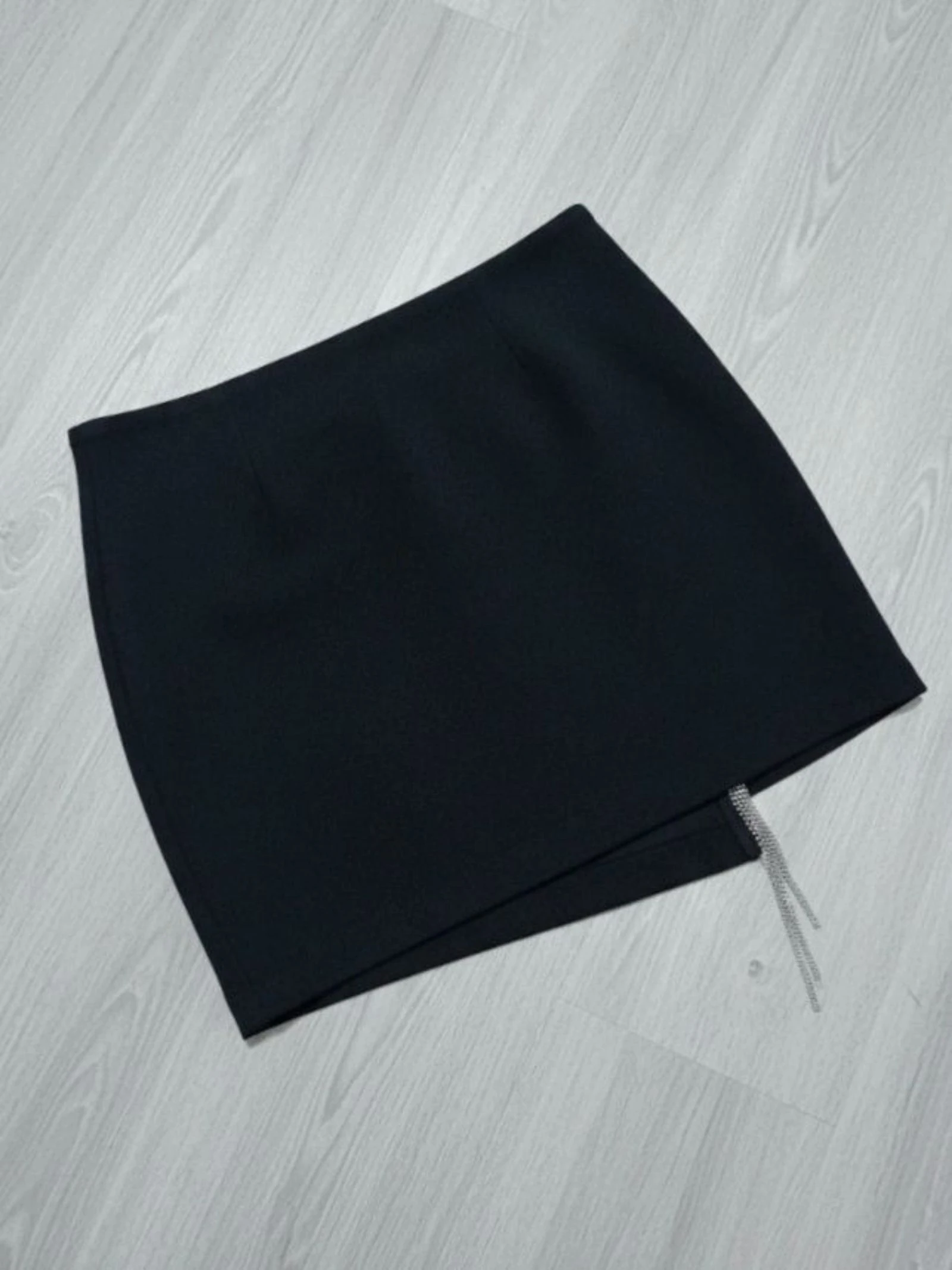 Zara zwarte mini-rok met strass-kristallen kwasten Jewel asymmetrische clubwear-rok – photo 7